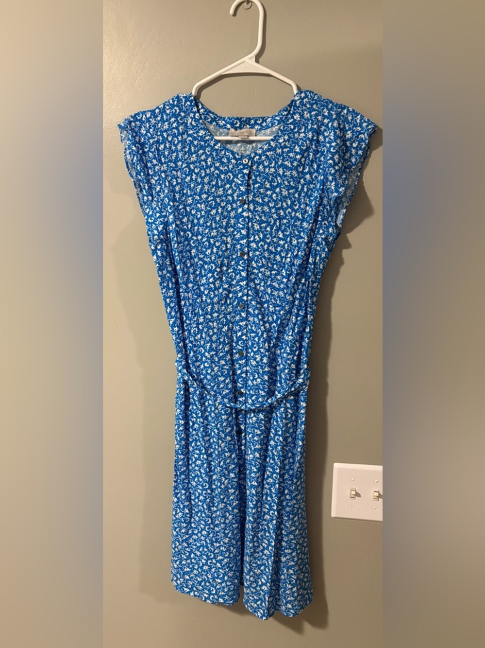 LOFT Blue Floral Midi Dress